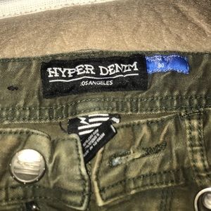 Hyper denim light olive distressed slim fit